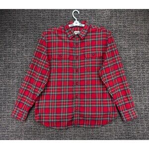 Orton Brothers Shirt Mens Large Red Plaid Flannel 100% Cotton Outdoor Cabincore